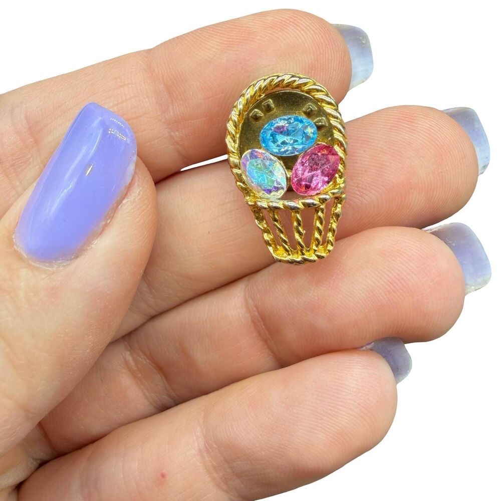 Vintage Jewelry Easter Egg Basket Brooch Pin